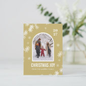 クリスマスの雪の結晶アーチ柄の家族写真 シーズンポストカード (スタンド正面)
