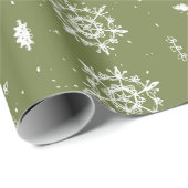クリスマスの雪の結晶グリーンの冬 ラッピングペーパー (ロールコーナー)