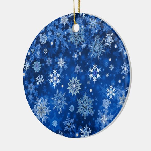 クリスマスの雪の結晶ブルーとシルバー セラミックオーナメント (左)