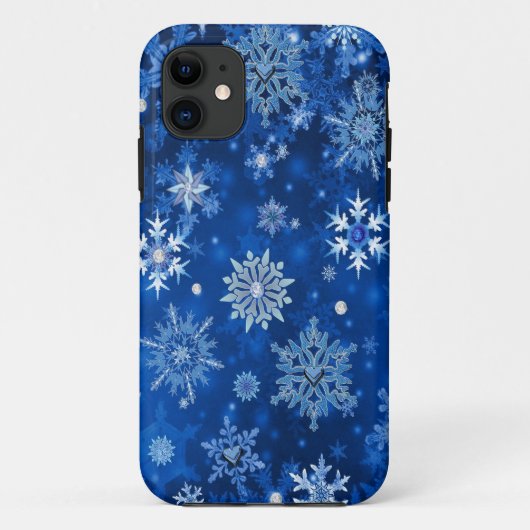 クリスマスの雪の結晶ブルーとシルバー Case-Mate iPhoneケース (裏面)