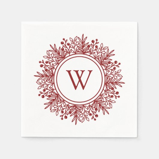 クリスマスの雪の結晶モノグラム スタンダードカクテルナプキン (正面)