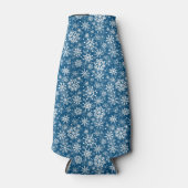 クリスマスの雪の結晶柄 ブルー ボトルクーラー (正面)