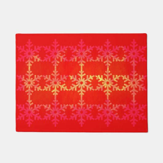 クリスマスの雪の結晶模様 ドアマット (正面)