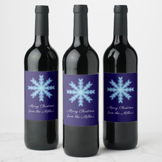 クリスマスの雪の結晶 オーダーメイド 名前入り ワインラベル (ボトル)