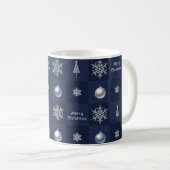 クリスマスの雪の結晶、オーナメント、もみの木 コーヒーマグカップ (正面右)