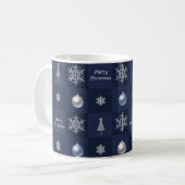 クリスマスの雪の結晶、オーナメント、もみの木 コーヒーマグカップ (正面左)