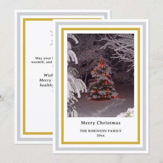 クリスマスの雪の結晶 クリスマスツリー 画像挿入 シーズンカード (正面/裏面)