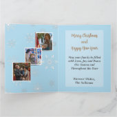 クリスマスの雪の結晶 ゴールドスクリプト 4枚の写真 カード (内部)