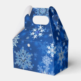 クリスマスの雪の結晶 ブルーとシルバーのギフトボックス フェイバーボックス