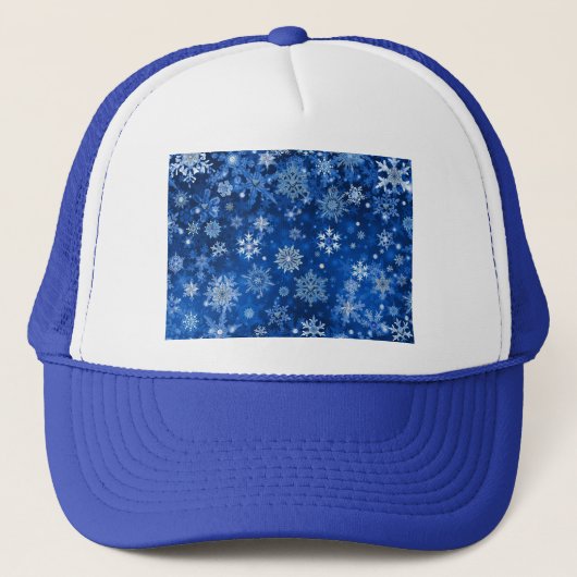 クリスマスの雪の結晶 ブルーとシルバー キャップ (正面)