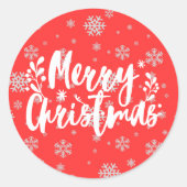 クリスマスの雪の結晶 ホリデー レッド スティッカー ラウンドシール (正面)