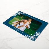 クリスマスの雪の結晶 ラウンドコーナー フォト シルバー 箔シーズンカード (回転した状態)