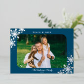 クリスマスの雪の結晶 ラウンドコーナー フォト シルバー 箔シーズンカード (立ち正面)