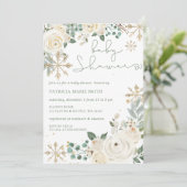 クリスマスの雪の結晶　男女兼用ベビーシャワー 招待状 (スタンド正面)