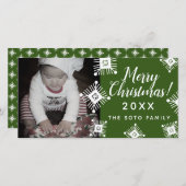 クリスマスの雪の結晶 赤ちゃん フォト シーズンカード (正面/裏面)