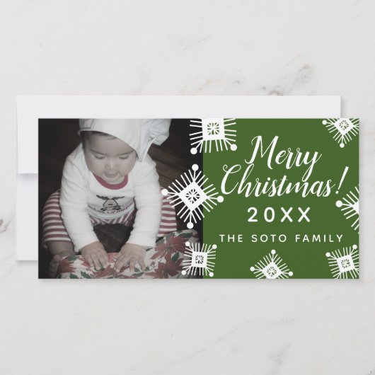 クリスマスの雪の結晶 赤ちゃん フォト シーズンカード (正面)