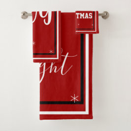 クリスマスの雪の結晶 赤 白 黒 バスタオルセット