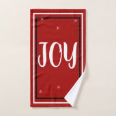 クリスマスの雪の結晶 赤 白 黒 バスタオルセット (ハンドタオル)