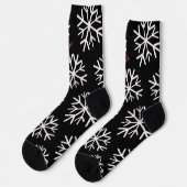 クリスマスの雪の結晶 黒 白 文字 ソックス (左)