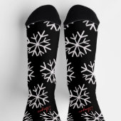 クリスマスの雪の結晶 黒 白 文字 ソックス (上部)