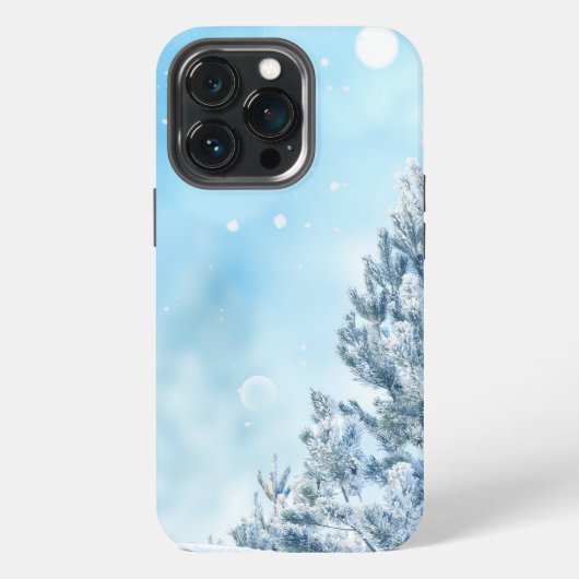 クリスマスの雪の降る冬の背景 iPhoneケース (裏面)