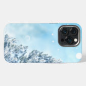 クリスマスの雪の降る冬の背景 iPhoneケース (裏面横)