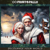 クリスマスの雪の風景の中のクロース夫妻 薄葉紙