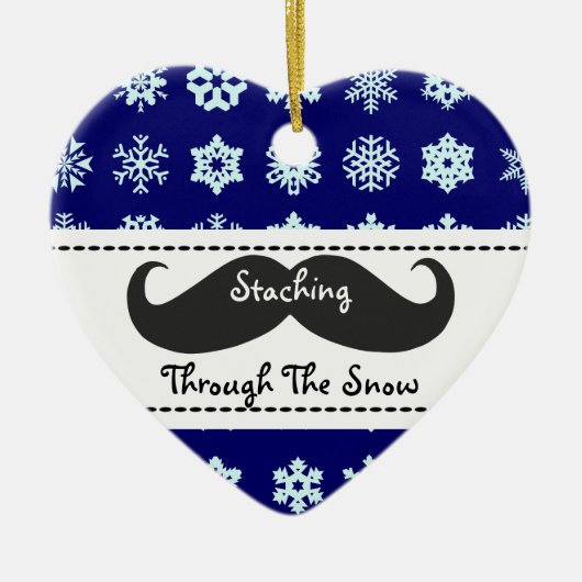 クリスマスの雪を通したStaching セラミックオーナメント (正面)