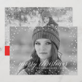 クリスマスの雪オーバーレイ2枚の写真カード シーズンカード (正面/裏面)