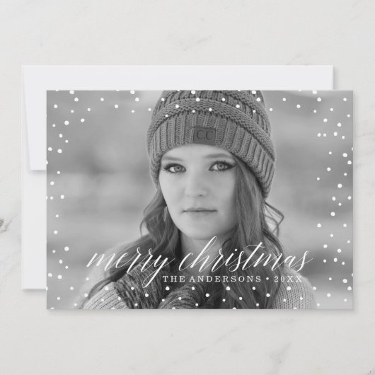 クリスマスの雪オーバーレイ2枚の写真カード シーズンカード (正面)
