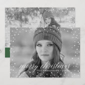 クリスマスの雪オーバーレイ2枚の写真カード シーズンカード (正面/裏面)