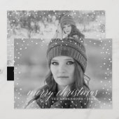 クリスマスの雪オーバーレイ2枚の写真カード シーズンカード (正面/裏面)