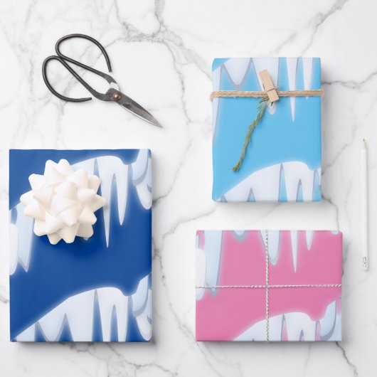 クリスマスの雪ドリフトパターン ラッピングペーパーシート (正面)