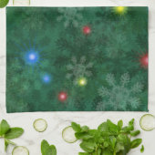 クリスマスの雪ライト キッチンタオル (折り畳み)