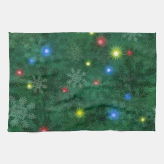 クリスマスの雪ライト キッチンタオル (横)