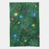 クリスマスの雪ライト キッチンタオル (縦)