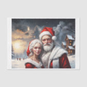 クリスマスの雪景色に佇むサンタとその奥様 薄葉紙 (正面)