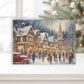クリスマスの雪景色に包まれた小さな村の冬の風景 シーズンカード