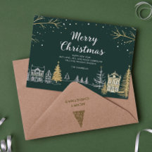 クリスマスの雪景色のホリデーカード