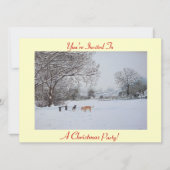 クリスマスの雪景色の犬の雪景色 招待状 (正面)
