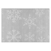 クリスマスの雪片のガラスまな板 カッティングボード (正面)