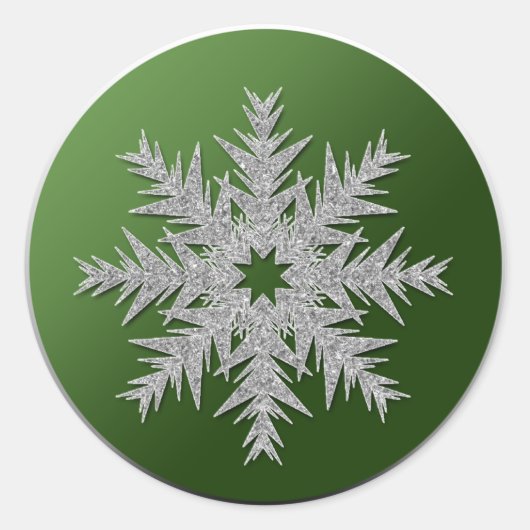 クリスマスの雪片のコレクション-緑 ラウンドシール (正面)