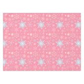 クリスマスの雪片のスカンジナビアのかわいらしいピンク テーブルクロス (正面(横))