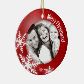 クリスマスの雪片の写真の赤いオーナメント セラミックオーナメント (右)