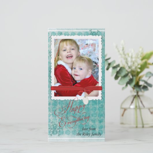 クリスマスの雪片の写真立て シーズンカード (スタンド正面)