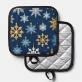 クリスマスの雪片パターン 鍋敷き (正面/裏面)