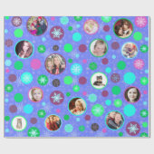 クリスマスの雪片紫色14の家族の写真 ラッピングペーパー (フラット)