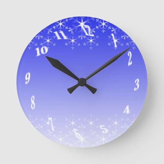 クリスマスの雪片 ラウンド壁時計 (正面)