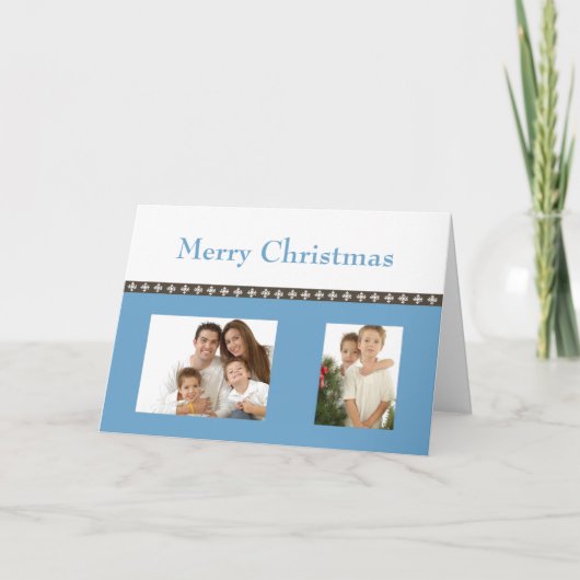 クリスマスの雪片（青） シーズンカード (正面)