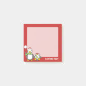 クリスマスの雪玉遊びをするペンギン ポストイット (正面)
